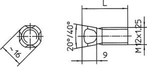 Plogbolt med konisk hode M12 x 32 ( Dowdeswell )